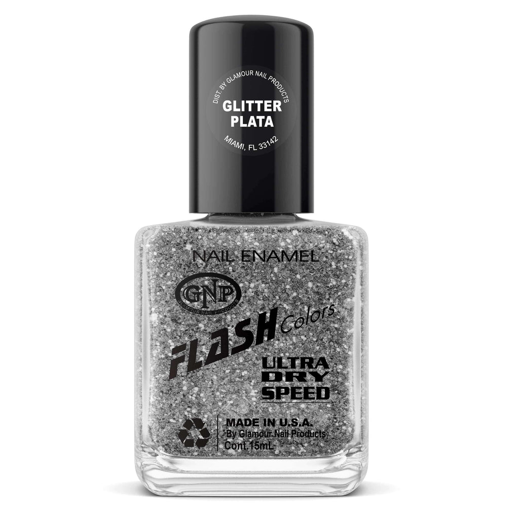 Esmalte FLASH Colors de GNP 15ML Glitter Plata en Beauty Supply
