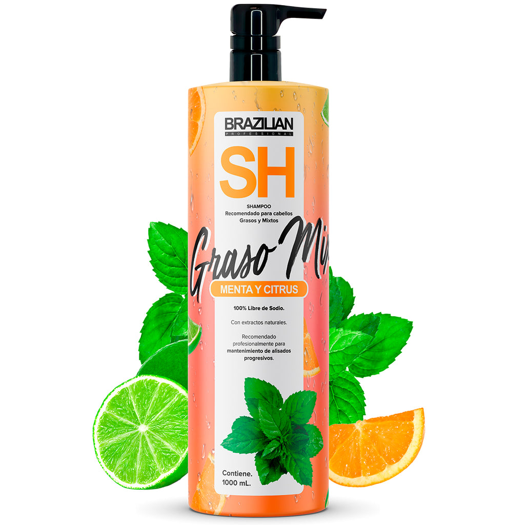 Shampoo Brazilian Menta Y Citrus 1lt. Grasos Y Mixtos en Beauty Supply