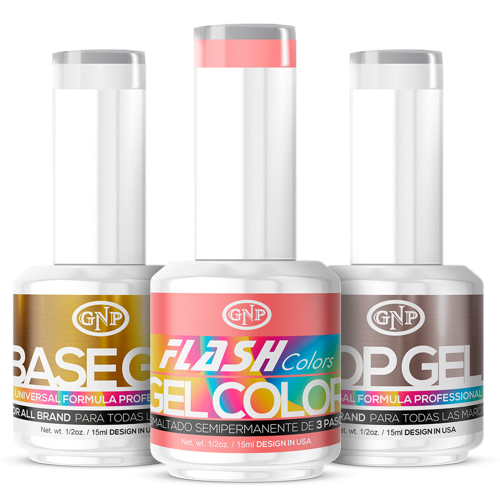 Kit Base + Top y Esmalte Semipermanentes Gnp 15ml Vegano, 21 Free, Hema Free