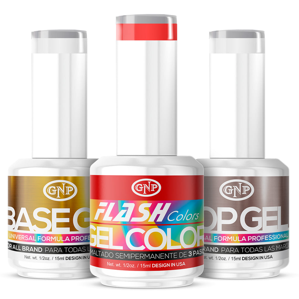 Kit Base + Top y Esmalte Semipermanentes Gnp 15ml Vegano, 21 Free, Hema Free