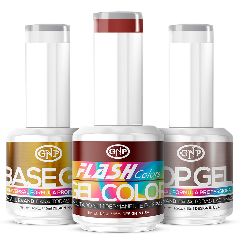 Kit Base + Top y Esmalte Semipermanentes Gnp 15ml Vegano, 21 Free, Hema Free