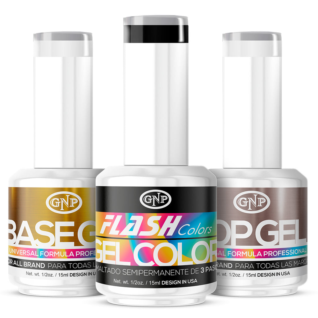 Kit Base + Top y Esmalte Semipermanentes Gnp 15ml Vegano, 21 Free, Hema Free