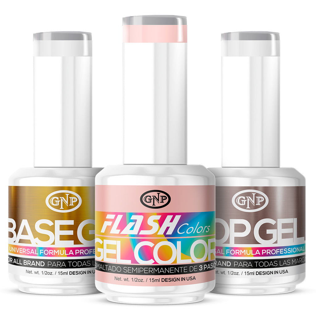 Kit Base + Top y Esmalte Semipermanentes Gnp 15ml Vegano, 21 Free, Hema Free