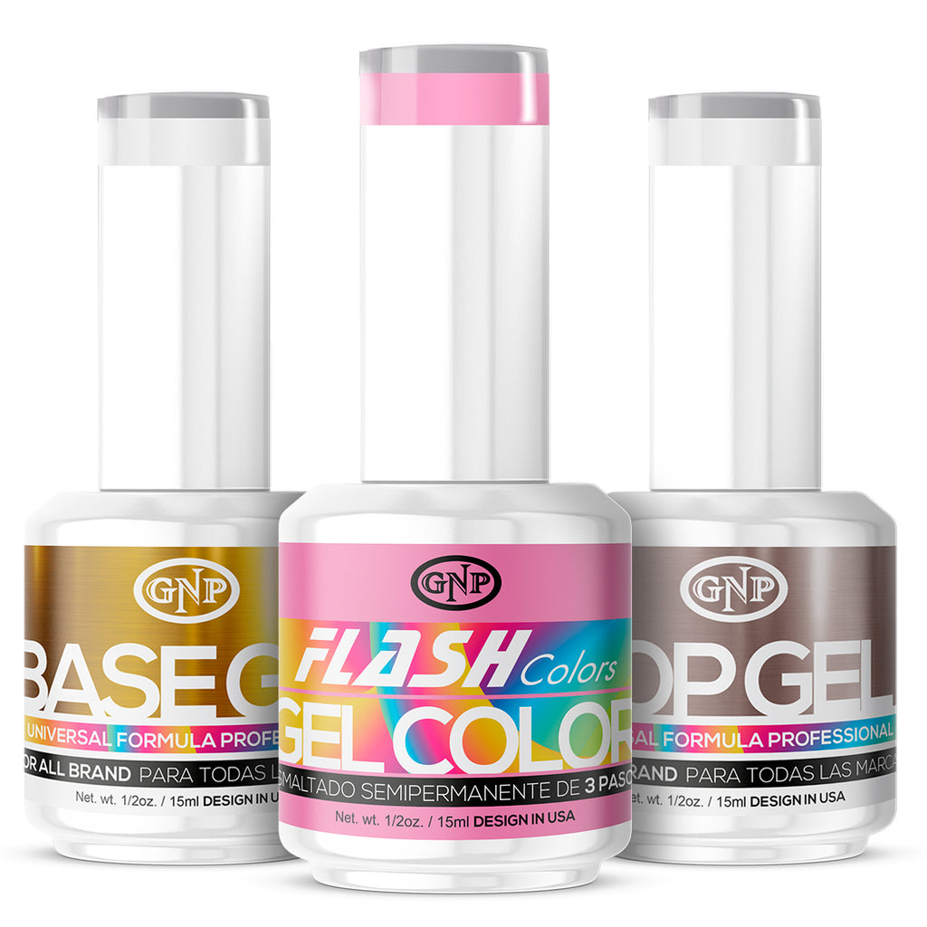 Kit Base + Top y Esmalte Semipermanentes Gnp 15ml Vegano, 21 Free, Hema Free