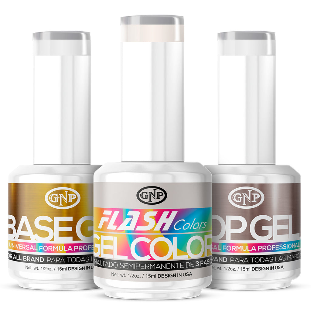 Kit Base + Top y Esmalte Semipermanentes Gnp 15ml Vegano, 21 Free, Hema Free