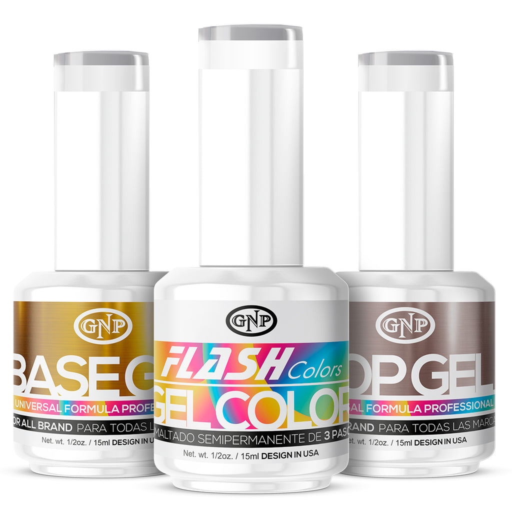 Kit Base + Top y Esmalte Semipermanentes Gnp 15ml Vegano, 21 Free, Hema Free