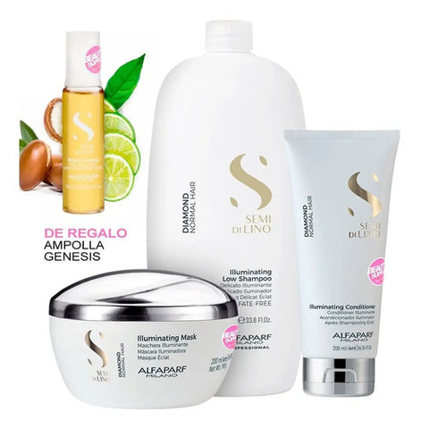 Shampoo, Acondicionador Y Mascara Alfaparf Diamond Brillo