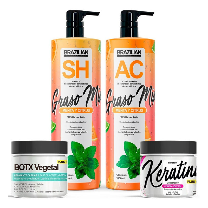 Set Shampoo Y Acondicionador Brazilian Grasos Con Botox
