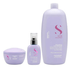 Set Alfaparf Smooth Shampoo 1000ml, Máscara 200ml Y Fluido 125ml Para Cabellos Rebeldes