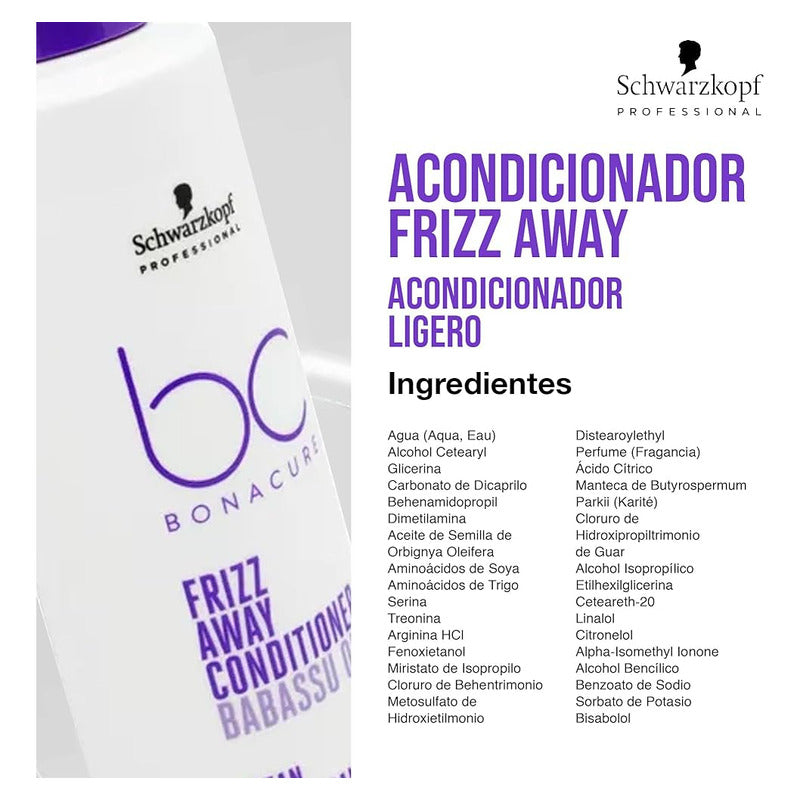 Shampoo Acondicionador 1lt Y Mascara Schwarzkopf Frizz Away