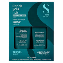 Kit Alfaparf Reparador Reconstructor Semi Di Lino Reconstruction Reparative Con Shampoo 60ml + Máscara 60ml. Ideal Para Cabello Dañado. Travel Size