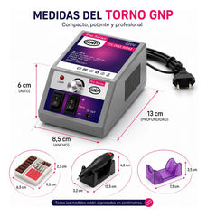 Lámpara Uv Para Uñas Gnp 180w Digital + Torno Gnp 25000 Rpm