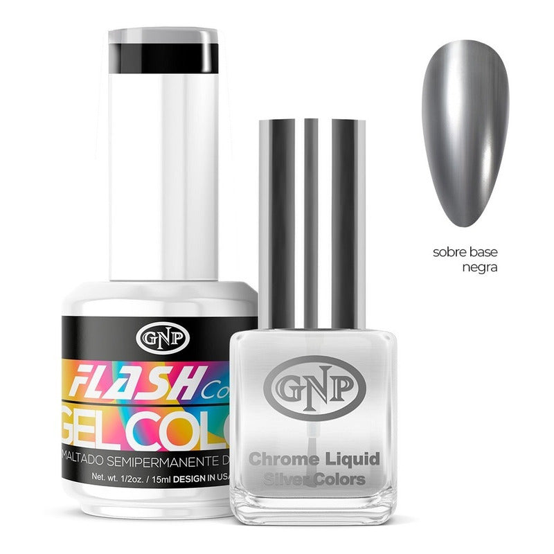 Combo De Esmalte Semipermanente Gnp Con Polvo Liquido Chromo