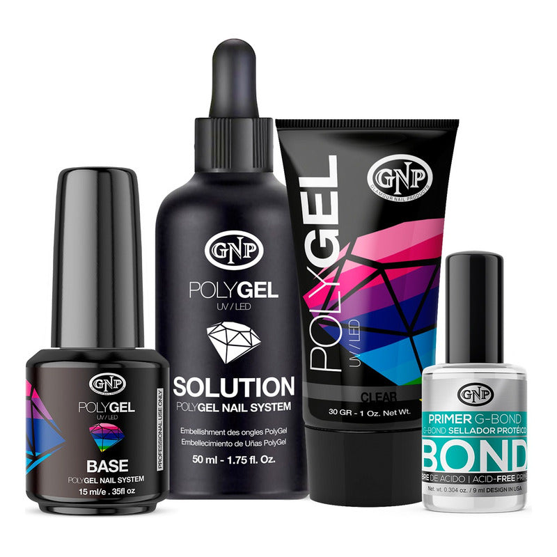 Kit Polygel Gnp Con Base, Solucion Y Primer Bond