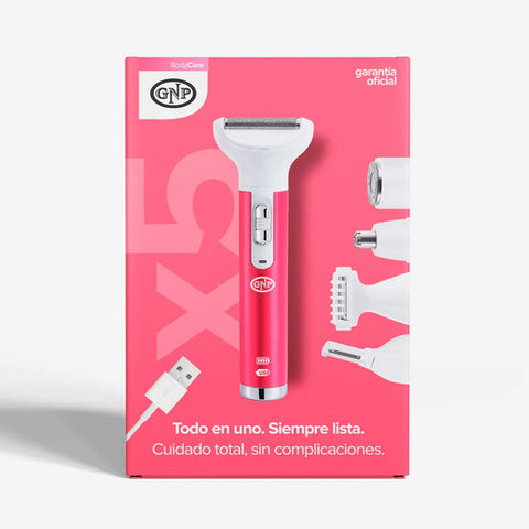 Depiladora Femenina Gnp X5. Bateria Recargable Usb. 5 Funcion En 1. Cabezales Varios: Depilador, Afeitador Zona De Bikini, Recortador De Cejas, Corporal/facial Y Recortador De Vello Nasal Y Orejas,