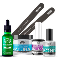 Kit De Uñas Acrílicas Gnp Polvo 30gr Limas, Nail Prep, Bond