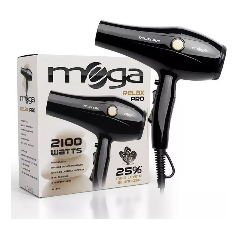 Secador De Pelo Profesional Mega At1602 Relax Nice Negro