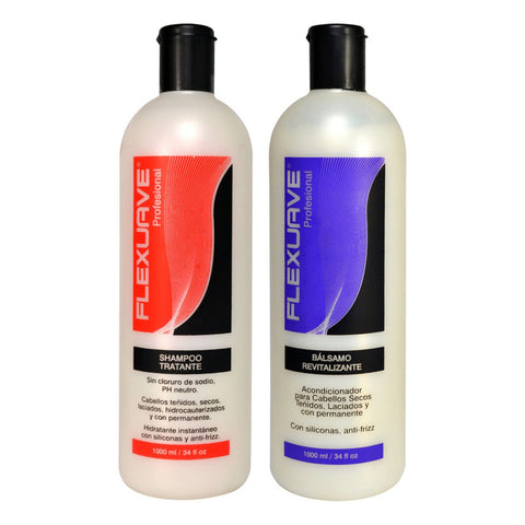 Shampoo Flexuave Tratante Sin Sal Y Bálsamo Revitalizante