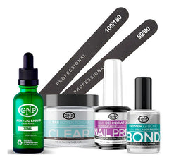 Kit De Uñas Acrílicas Gnp Polvo 30gr Limas, Nail Prep, Bond