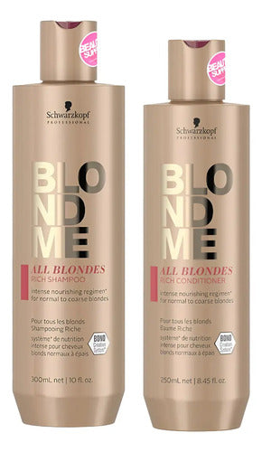 Shampoo Rich 300ml, Acondicionador 250ml Schwarzkopf Blondme