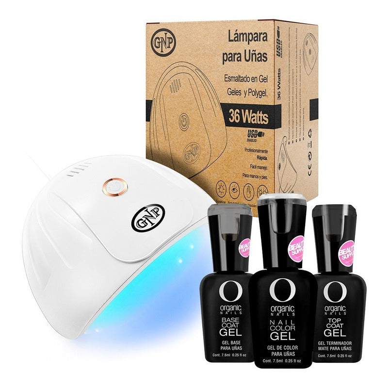 Esmalte Organic + Base + Top Coat 7.5ml Y Lampara