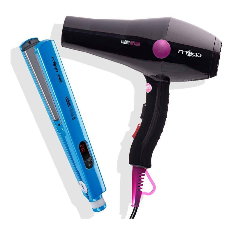 Combo Mega De Secador Turbo Action Y Plancha Turbo Titan