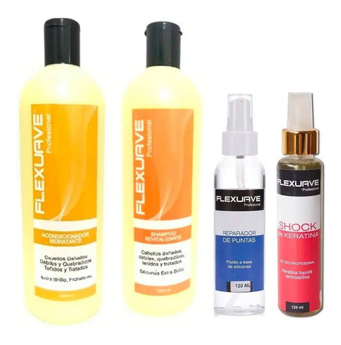 Shampoo Flexuave, Acondicionador,  Keratina Y Reparador Ptas