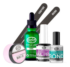 Kit De Uñas Acrílicas Gnp Polvo 15gr Limas, Nail Prep, Bond