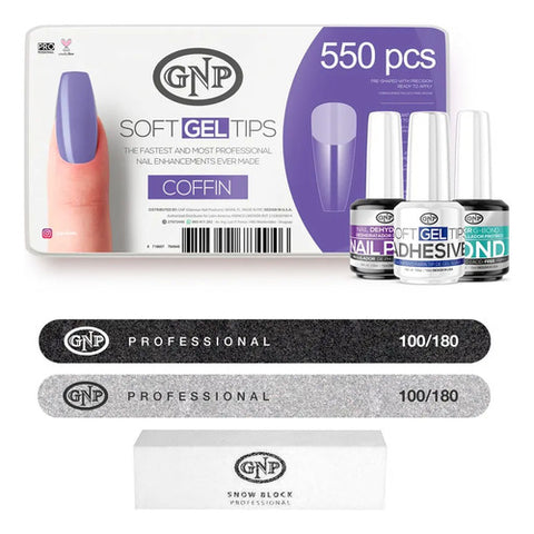 Kit De Soft Gel Tips Gnp Con Pegamento, Primers Y Limas