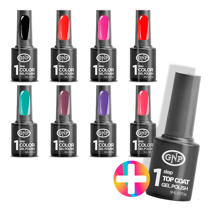 8 Esmaltes Semipermanentes Gel Uv/led Gnp De 1 Paso + Top