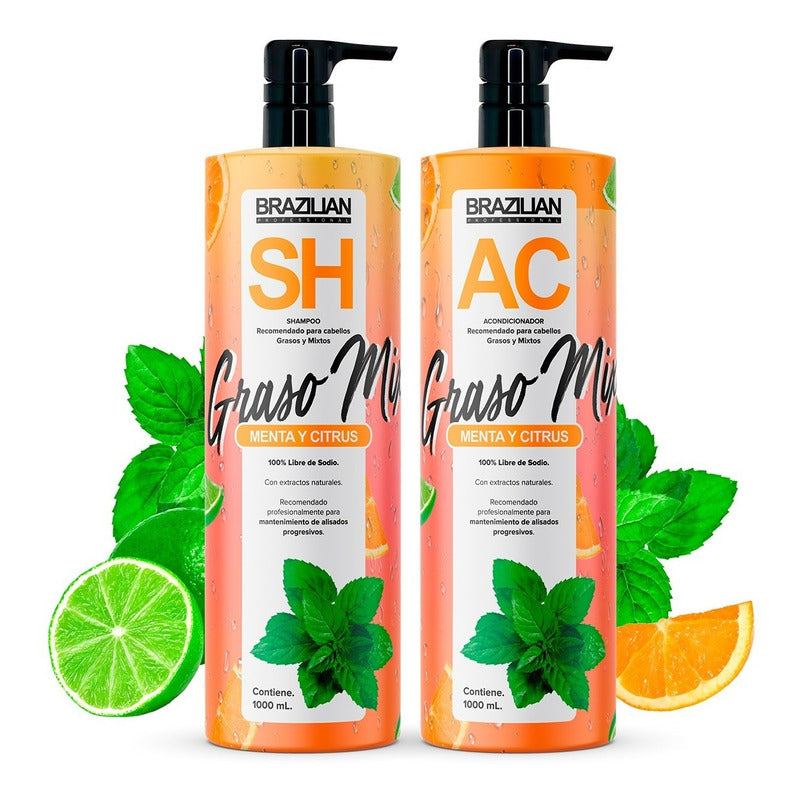 Shampoo Y Acondicionador Brazilian Grasos Y Mixtos. Citrus
