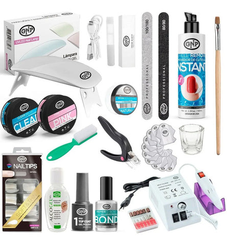 Kit Manicura Uñas En Gel Acrílico Gnp Con Lampara Y Torno Natural