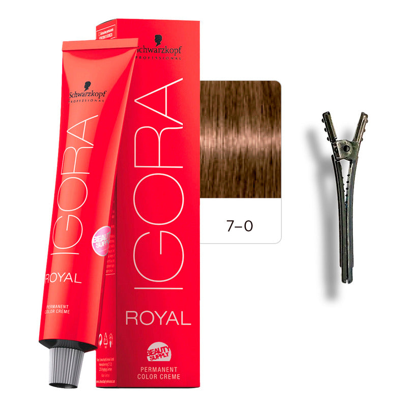 Tinta Igora Royal Schwarzkopf 60ml + Pinza Plástica 7.0