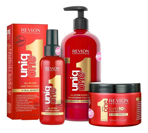 Combo Revlon Uniq One, Shampoo Acondicionador Y Mascara