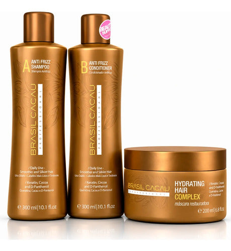 Shampoo Brasil Cacau Con Acondicionador Y Máscara Anti Frizz