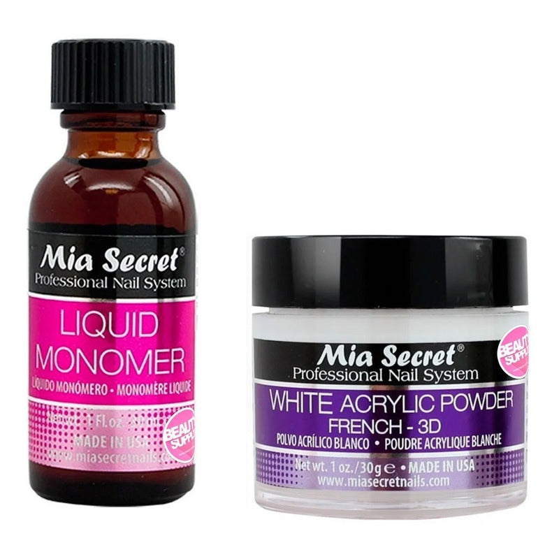 Mia Secret Liquido 30ml Y Polvo Acrilico Uñas 30gr. Nice