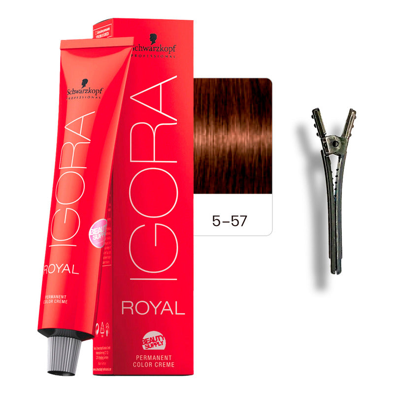 Tinta Igora Royal Schwarzkopf 60ml + Pinza Plástica 5.57