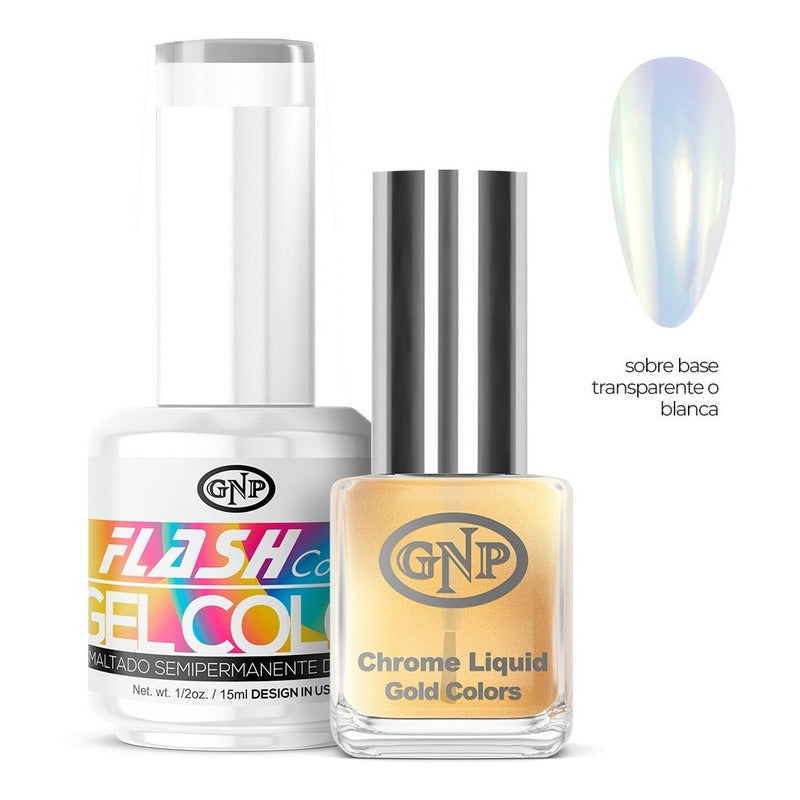 Combo De Esmalte Semipermanente Gnp Con Polvo Liquido Chromo