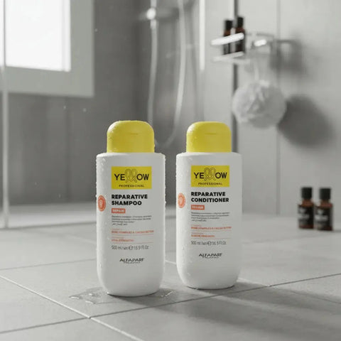 Kit Reparador Alfaparf Yellow Con Shampoo Acondicionador Y Mascara