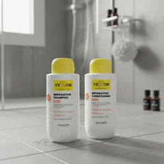 Kit Reparador Alfaparf Yellow Con Shampoo Acondicionador Y Mascara