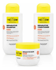 Kit Reparador Alfaparf Yellow Con Shampoo Acondicionador Y Mascara