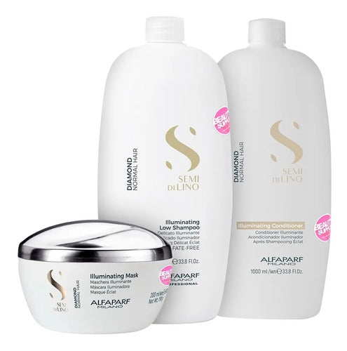 Combo Shampoo Acondicionador Y Mascara Alfaparf Diamond