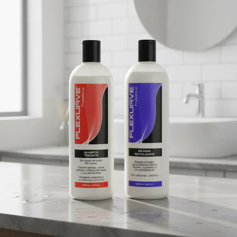 Shampoo Flexuave Tratante Sin Sal Y Bálsamo Revitalizante