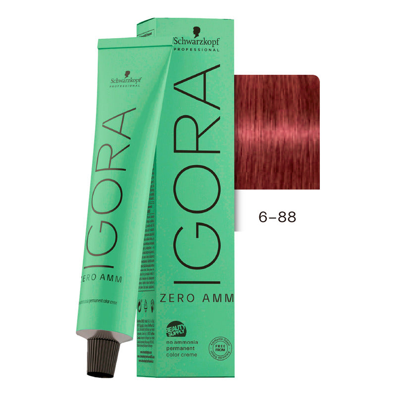 Tinta Igora Schwarzkopf Zero Amm 6-88, Sin Amoníaco