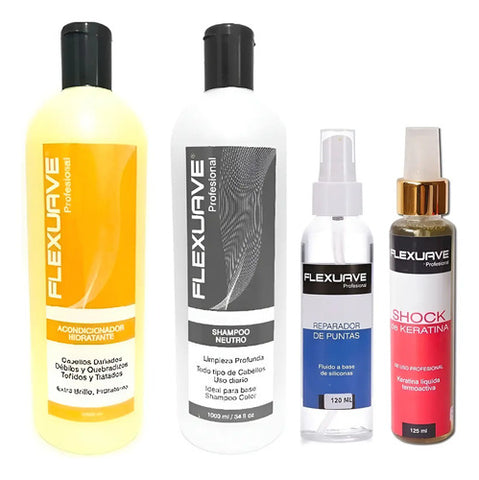 Shampoo Flexuave, Acondicionador,  Keratina Y Reparador Ptas