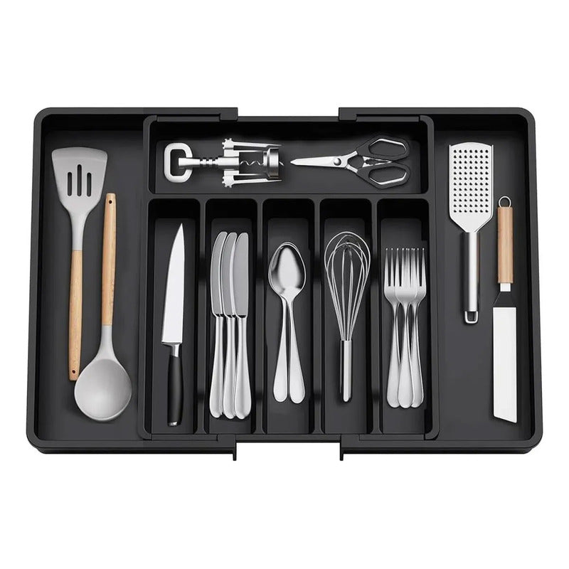 Organizador De Cubiertos Extensible Para Cajones De Cocina Negro