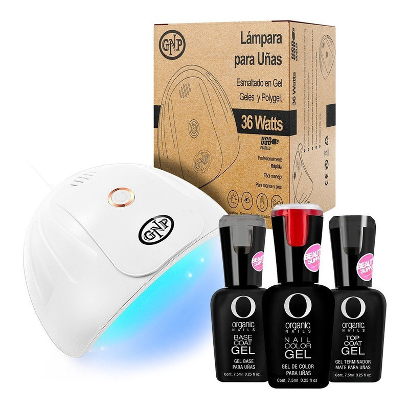 Esmalte Organic + Base + Top Coat 7.5ml Y Lampara