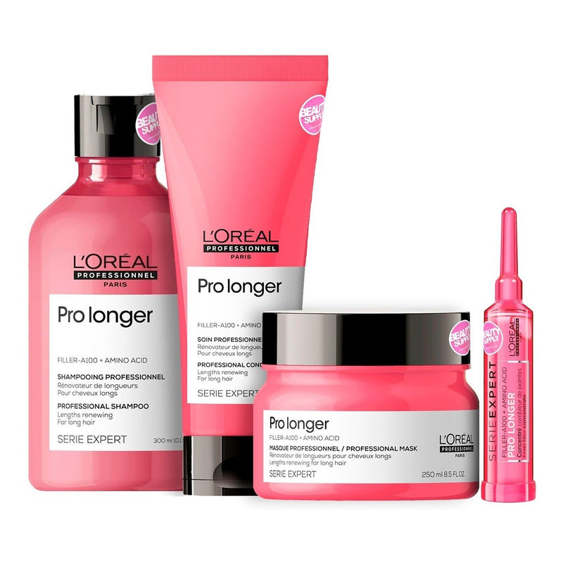 Shampoo, Acondicionador, Ampolla Y Mascara Loreal Prolonger