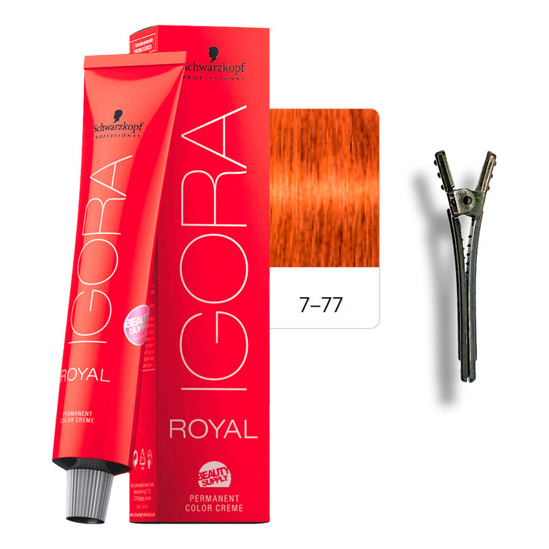 Tinta Igora Royal Schwarzkopf 60ml + Pinza Plástica 7.77