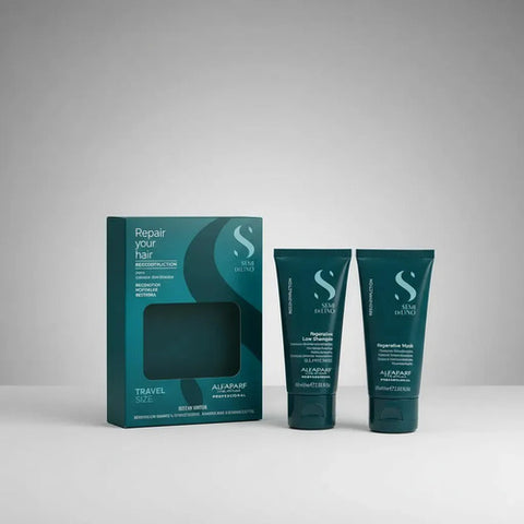Kit Alfaparf Reparador Reconstructor Semi Di Lino Reconstruction Reparative Con Shampoo 60ml + Máscara 60ml. Ideal Para Cabello Dañado. Travel Size